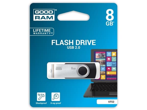 GOODRAM UTS2 - USB flash-enhet - 8 GB - USB 2.0 - svart