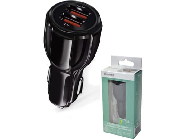 Vakoss Automobile USB Charger, Automatisk, DC, 9 V, 5,2 A, Sort