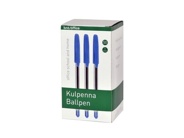 Kuglepen Generic 1.0 mm blå med hætte - (50 stk.)