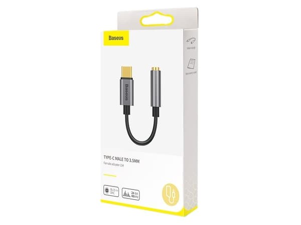 Baseus L54, Musta, Harmaa, USB C, 3.5mm, Uros, Naaras, Suora