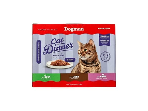 Dogman Cat Dinner Meat Menu Mix Gravy Våtfoder 12x85g