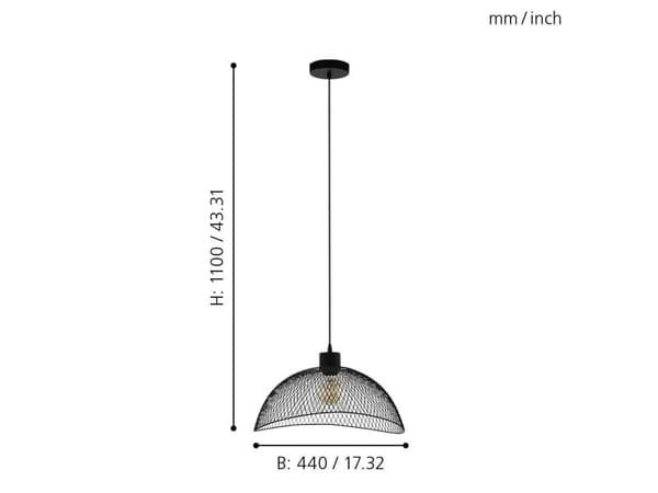 EGLO POMPEYA pendellampe E27 Ø450 sort