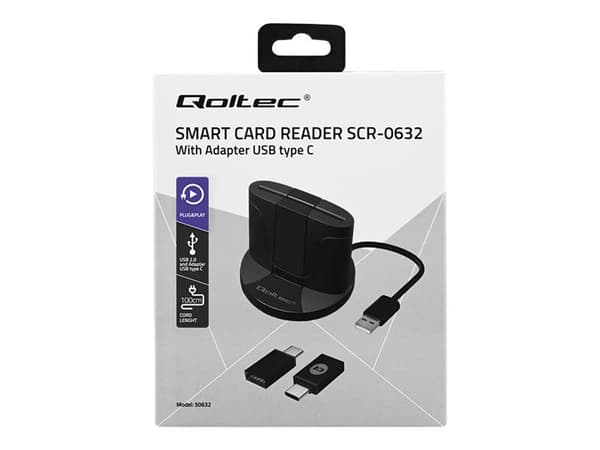 Qoltec SCR-0632 - SMART-kortleser - USB 2.0 - svart