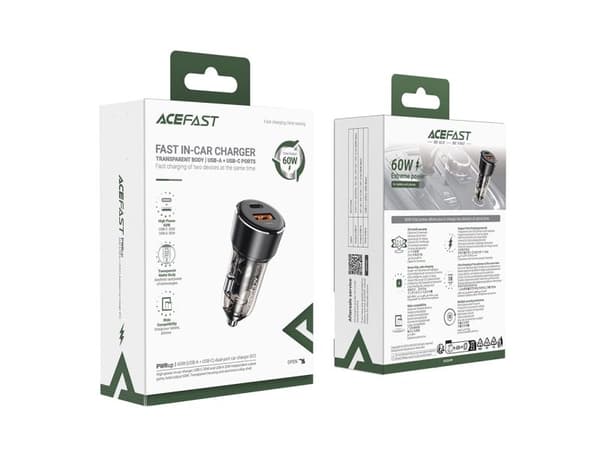 Acefast B12 billader 60W USB-A / USB-C - svart