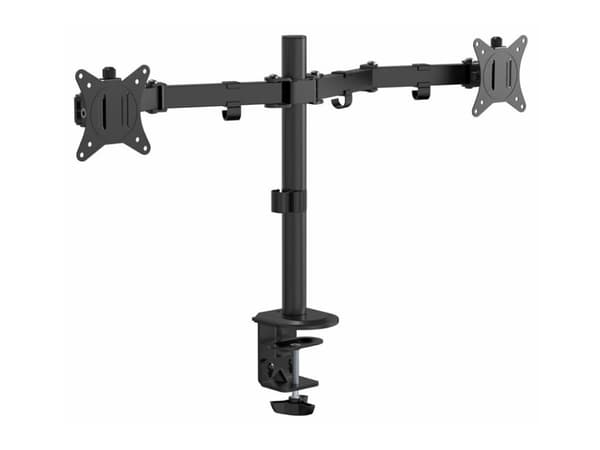 eSTUFF - Monteringssett (skrivebordsklemmemontering, kausemontering, 2 quick release VESA plates) - for 2 LCD-skjermer - office - stål, plastikk - ...