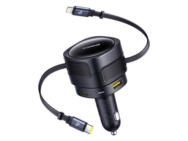 Baseus Enjoyment Max 90W 2x USB-C billader + USB-C- og Lightning-kabel - svart