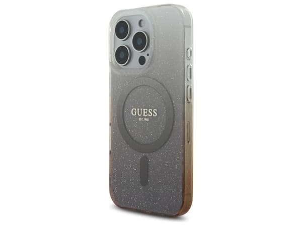 Guess IML Glitter Gradient MagSafe iPhone 16 Pro-deksel - brun