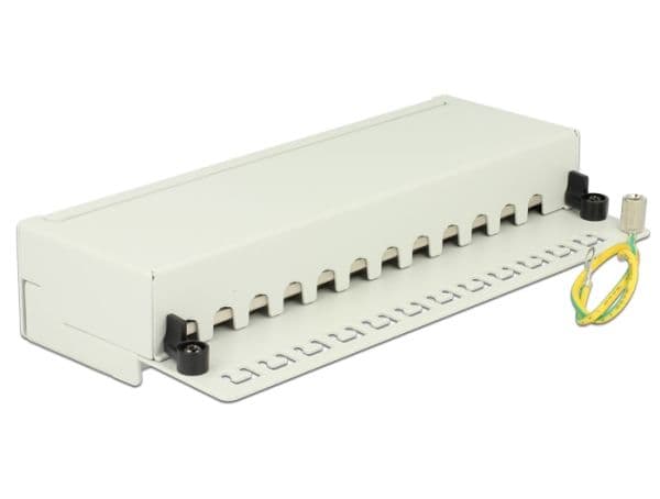 Delock - Patch-panel - CAT 6 - RJ-45 X 12 - ljusgrå, RAL 7035