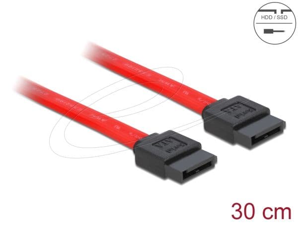 DeLOCK SATA Cable - 0.3m, 0,3 m, SATA II, Punainen