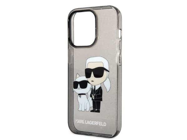 Karl Lagerfeld Glitter Karl&Choupette-deksel til iPhone 14 Pro Max - sort
