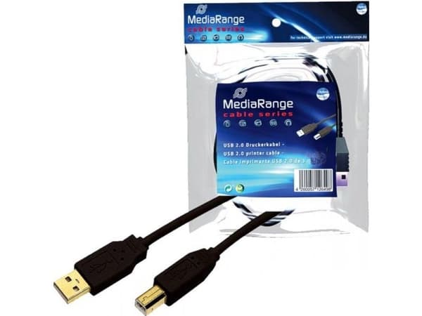 MediaRange Printer Cable - USB-kabel - USB (hane) till USB typ B (hane) - 1.8 m - svart