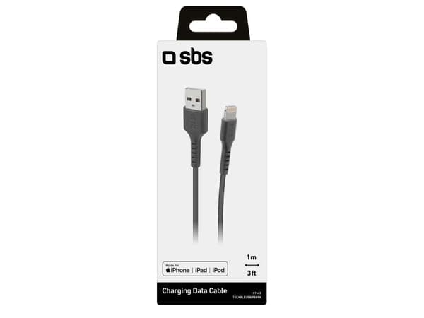SBS TECABLEUSBIP589K, 1 m, Lightning, USB A, Hanstik, Hanstik, Lajittelu