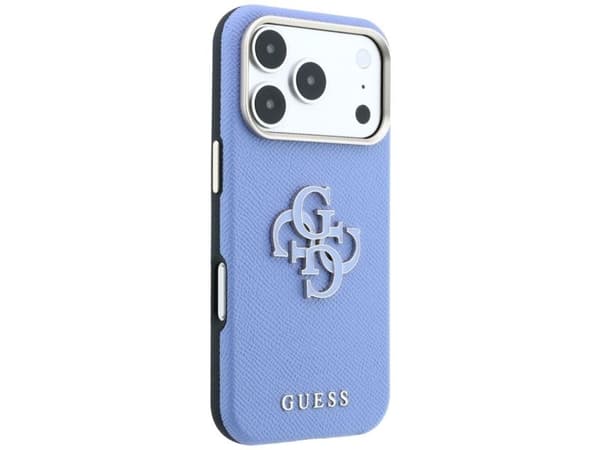 Etui Guess Grained & Big Resin Logo do iPhone 18 Pro / 17 Pro niebieski