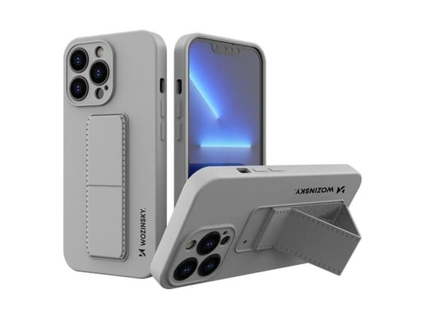 Wozinsky mobilskal med ställ i silikon för iPhone 13 mini - grå