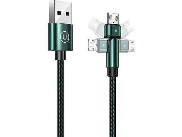 USB-kabel Usams USB-A til microUSB 1 m grønn