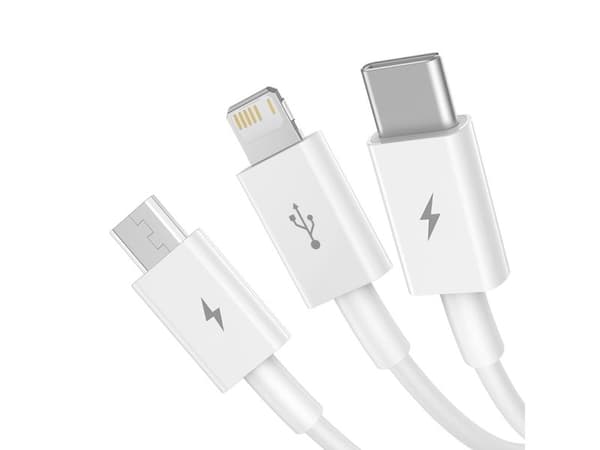 Baseus Superior, 1,5 m, USB A, USB C/Micro USB A/Lightning, USB 2.0, 0,48 Gbit/s, Hvit