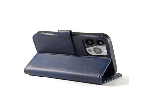 Hurtel magnetdeksel med elegant klaff og stativfunksjon for iPhone 14 Max, blå