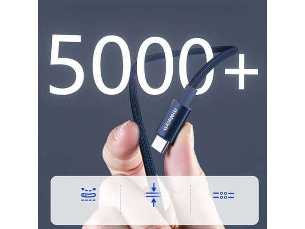 Choetech PD60W USB-C till USB-C-kabel med digitaldisplay 1,2 m nylon – blå