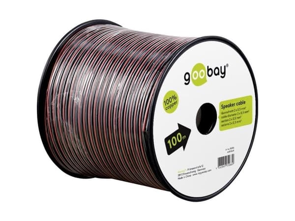 Goobay 15089, Oxygenfri kobber, 10 m, Sort, Rød