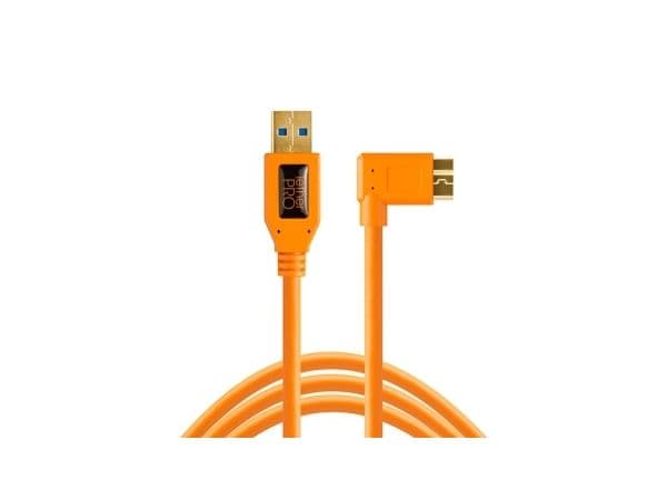 Tether Tools TetherPro - USB-kabel - USB typ A (hane) rak till Micro-USB typ B (hane) högervinklad - USB 3.0 - 4.6 m - högsynligt orange