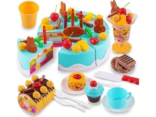 Kontext Cuttable birthday cake kitchen 75 pcs. blue