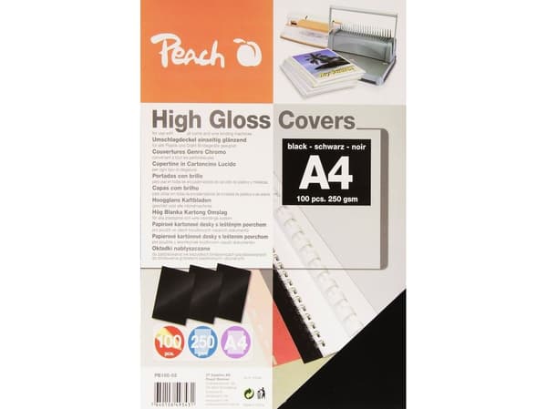 Peach Bürogeräte, A4, Musta, 250 g/m², 100 kpl