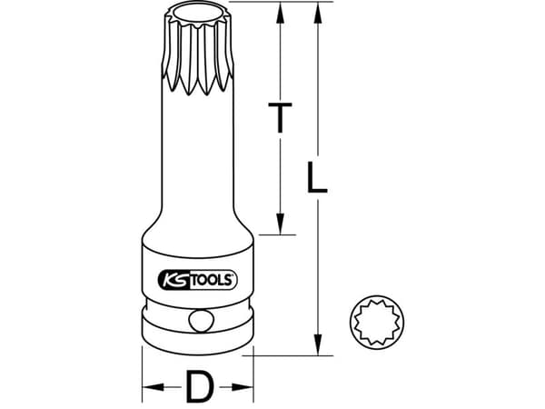 KS Tools 911.0950, Kraftpipe, Sort, 1 hoder, 1/2", Metrisk, 10 mm