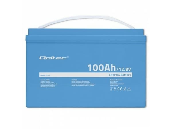 Qoltec - Batteri - 12.8V, BMS - litium-jernfosfat - 100 Ah - 1280 Wh