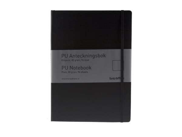 Notesbog BNT A4 sort ulinjeret m/96 blade 80g