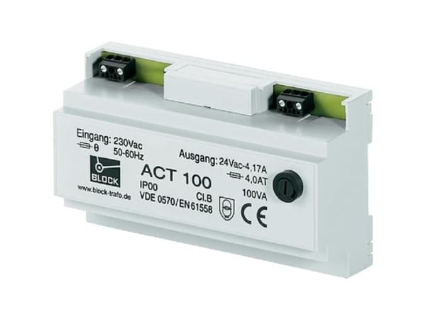 Block ACT säkerhetstransformator 100 VA 4,16 A 1 x 230 V/AC 1 x 24 V/AC