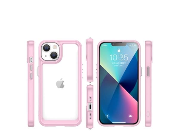Outer Space- skal iPhone 14 Plus hårt skydd med gelram - rosa