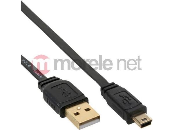InLine 31820F, 2 m, USB A, Mini-USB B, USB 2.0, Hankjønn/hankjønn, Svart