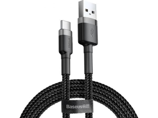 Baseus Cafule - USB-kabel - USB (han) til 24 pin USB-C (han) - USB 2.0 - 2 A - 2 m - gråsort