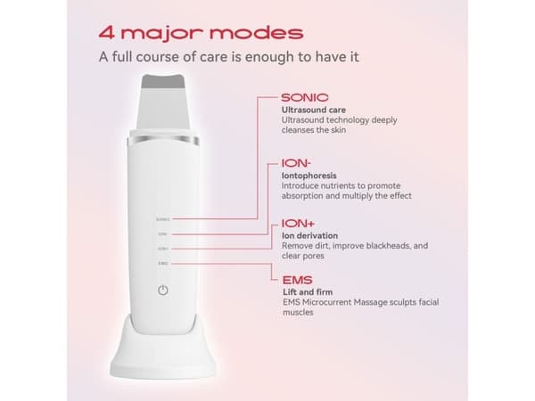 MAXGROOM M-169 ultrasonic cavitation peeling device with LED light therapy - white