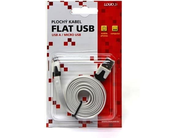 USB-kabel Logo USB-A till microUSB 1 m vit