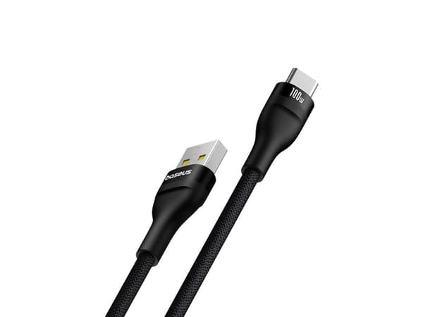 Baseus Flash-kabel 2x USB-A / USB-C 100W 1 m - svart