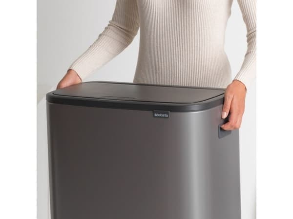 Brabantia Bo Touch Bin, 60 l, Rektangulær, Plast, Sort, Platina, Plast, 545 mm