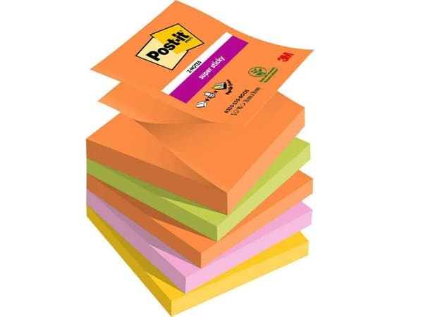 Post-it z-notes Super Sticky ass. 76x76mm 5blk/pakkaus Boost Väri
