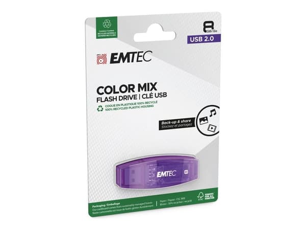 EMTEC C410 Color Mix - USB-flashstasjon - 8 GB - USB 2.0