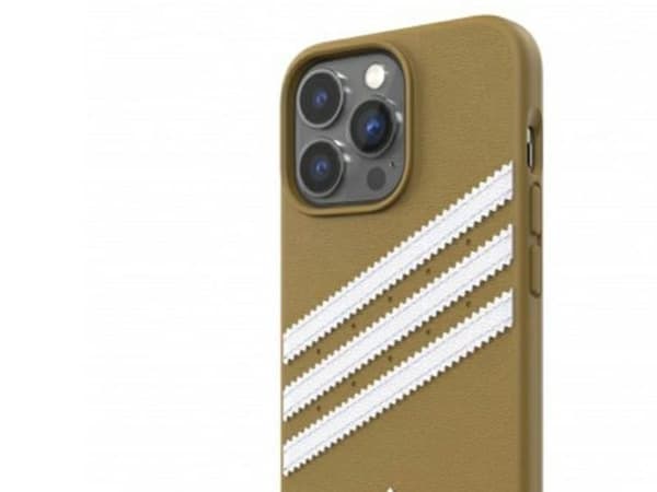 Adidas OR formstøpt PU-deksel til iPhone 13 Pro / iPhone 13 - beige og gull