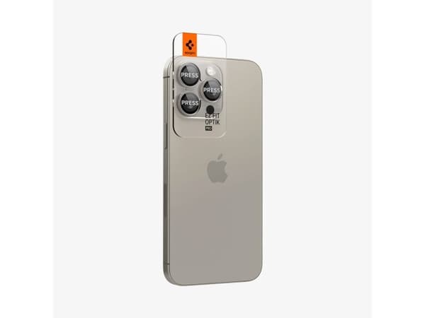 Spigen Optik Pro EZ Fit, Apple, iPhone 15 Pro Max, Självtorkning, Transparent, 2 styck