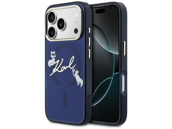 Karl Lagerfeld IML Choupettes Karl Script Logo MagSafe Case for iPhone 17 Pro - Blue