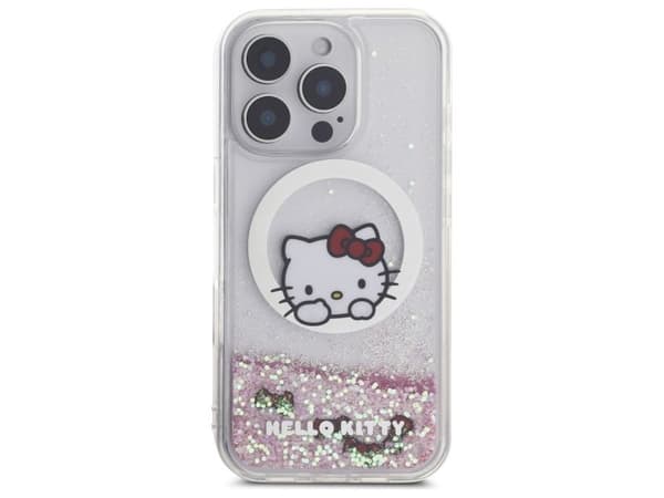 Hello Kitty Liquid Glitter Sweet Kitty Bows MagSafe-deksel til iPhone 16 Pro Max - hvit
