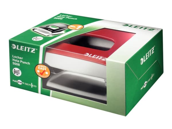 Leitz - Hålslag - 25 ark - metall - röd
