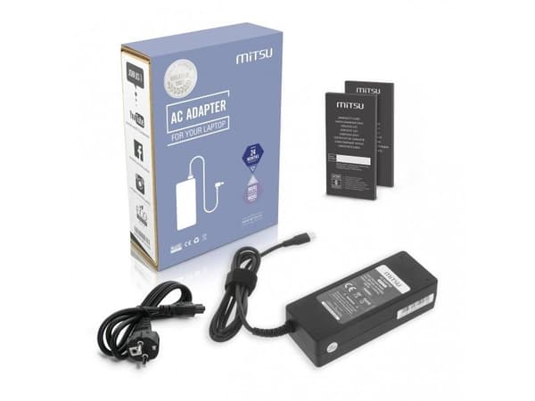 Mitsu 90W USB-C, USBC, 5-20V, 3-4,5A (svart) nettadapter for bærbare datamaskiner