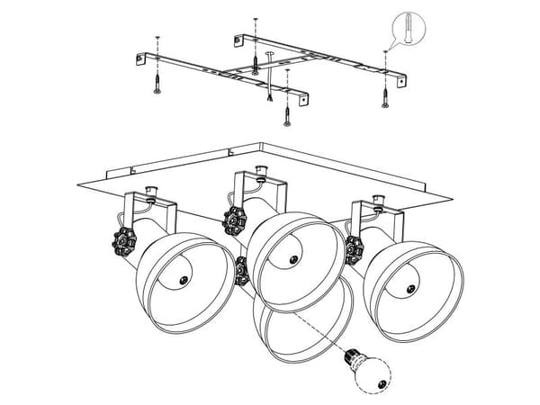 EGLO BARNSTABLE 1 spot 4XE27 450×450 sort