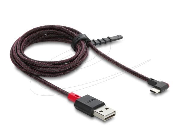 DeLOCK 81547, 2 m, USB A, USB C, USB 2.0, Punainen, Musta