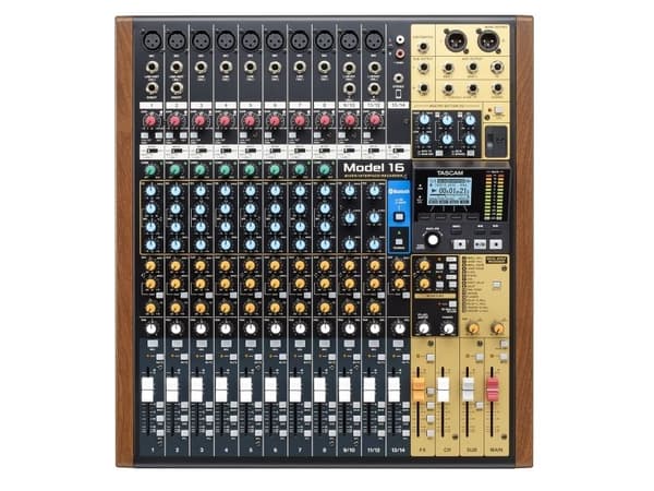 Tascam MODEL 16, 16 kanaler, Bluetooth, 40 W, Sort, Gull, Tre