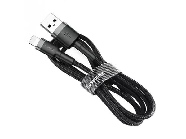 Baseus CALKLF-AG1, 0,5 m, USB A, Lightning, Hankjønn, Hankjønn, Grå, Sort