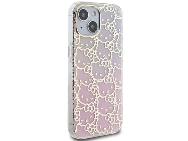 Hello Kitty hardcase til iPhone 15/14/13 6,1" rosa/rosa IML Gradient Electrop Crowded Kitty Head